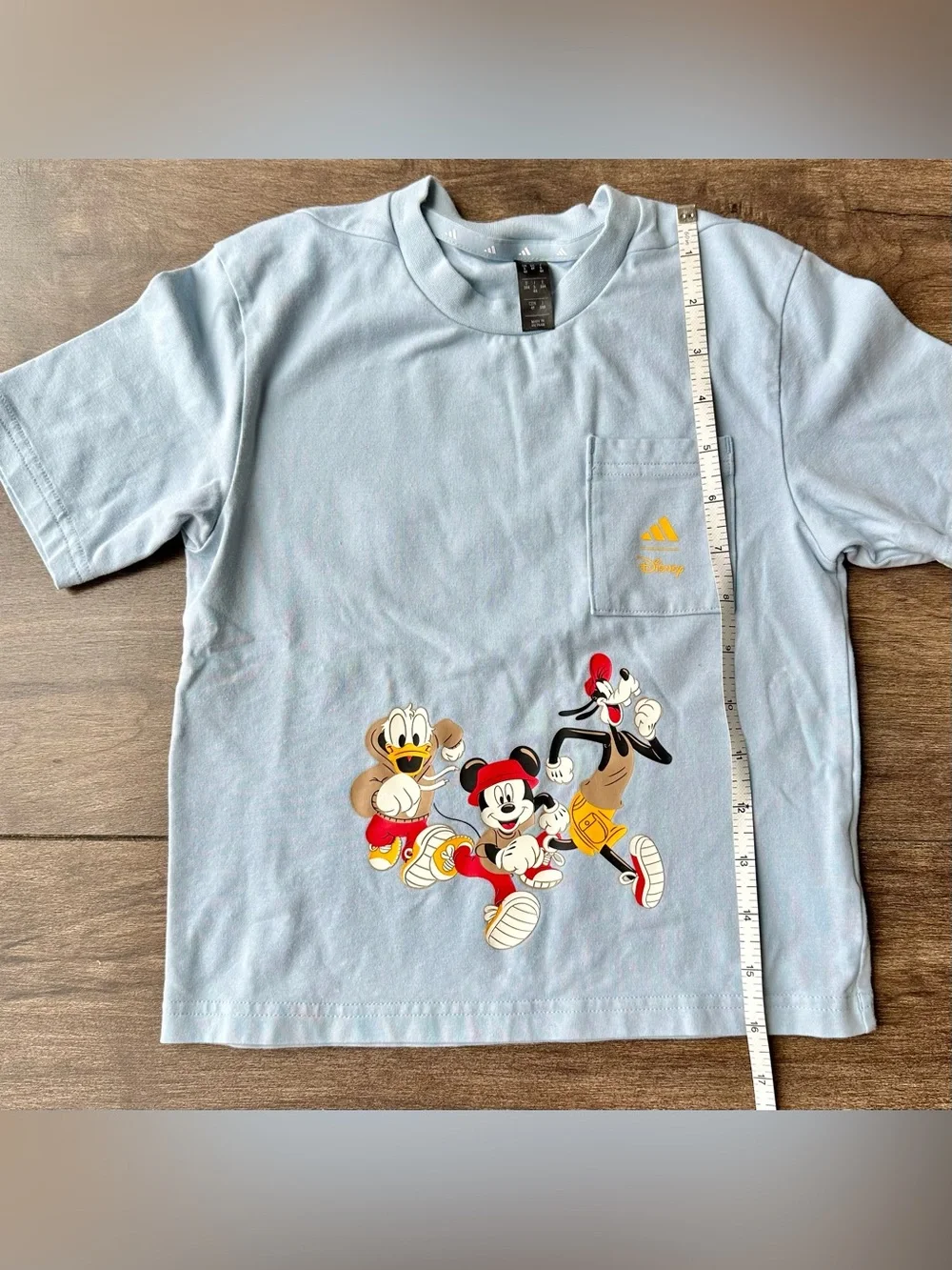 Adidas x Disney Mickey Mouse Kids Pocket T-Shirt Blue Size 4T Goofy Donald Duck